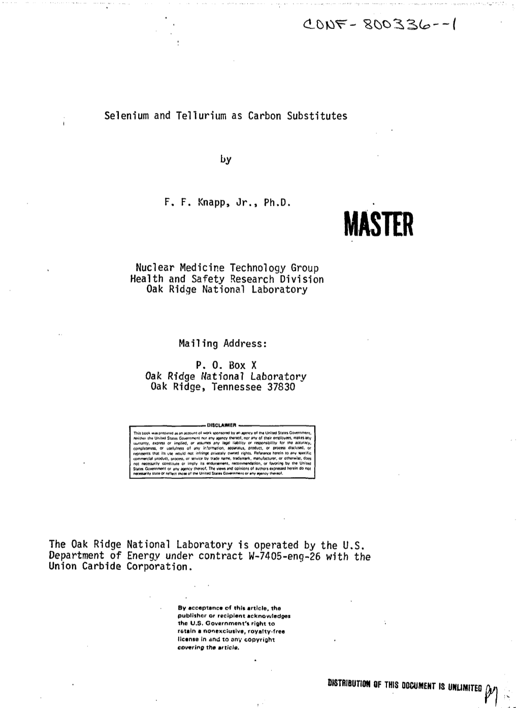 Selenium and Tellurium As Carbon Substitutes