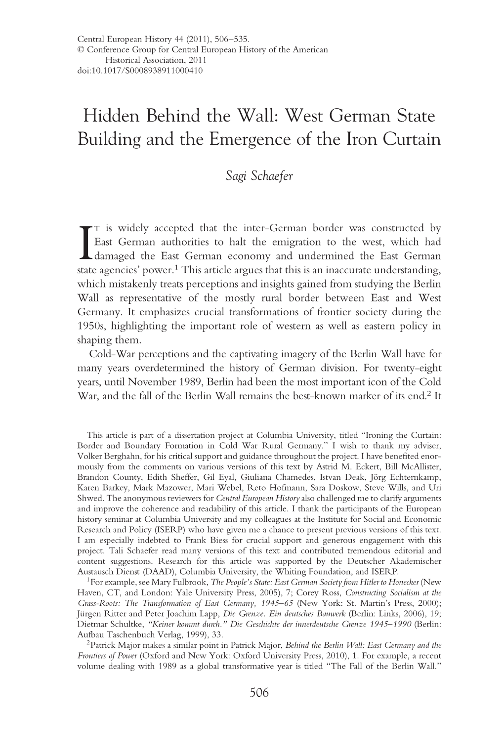 West German State Building and the Emergence of the Iron Curtain