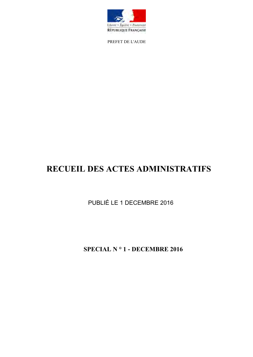 Recueil Des Actes Administratifs Special N