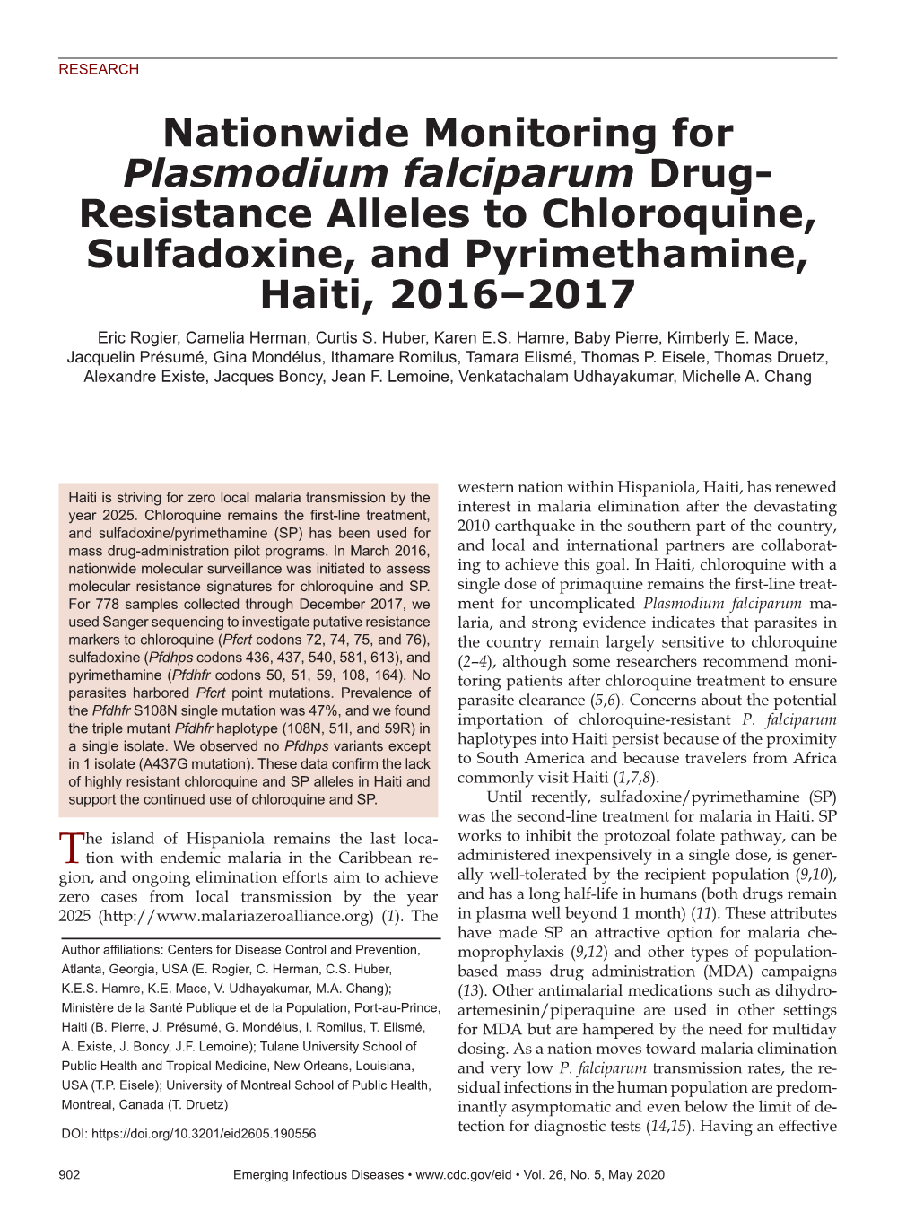 Nationwide Monitoring for Plasmodium Falciparum Drug
