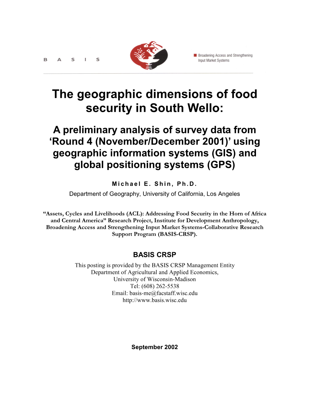 The Geographic Dimensions of Food Security in South Wello