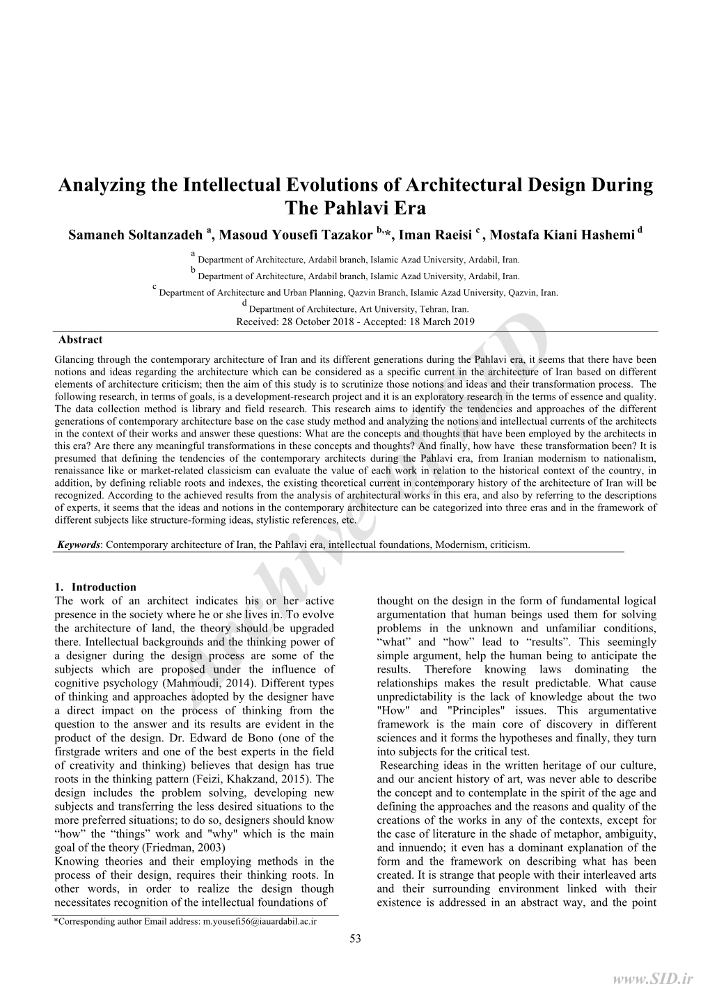 Analyzing the Intellectual Evolutions of Architectural Design During The