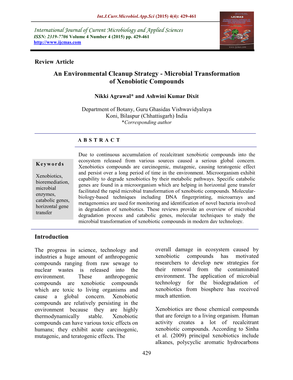 Microbial Transformation of Xenobiotic Compounds