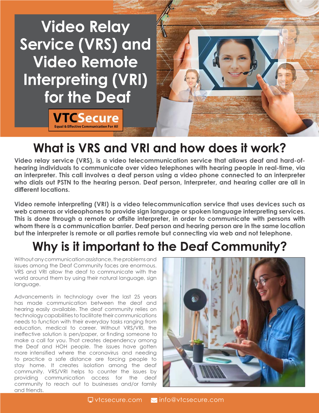 VRS) and Video Remote Interpreting (VRI) for the Deaf