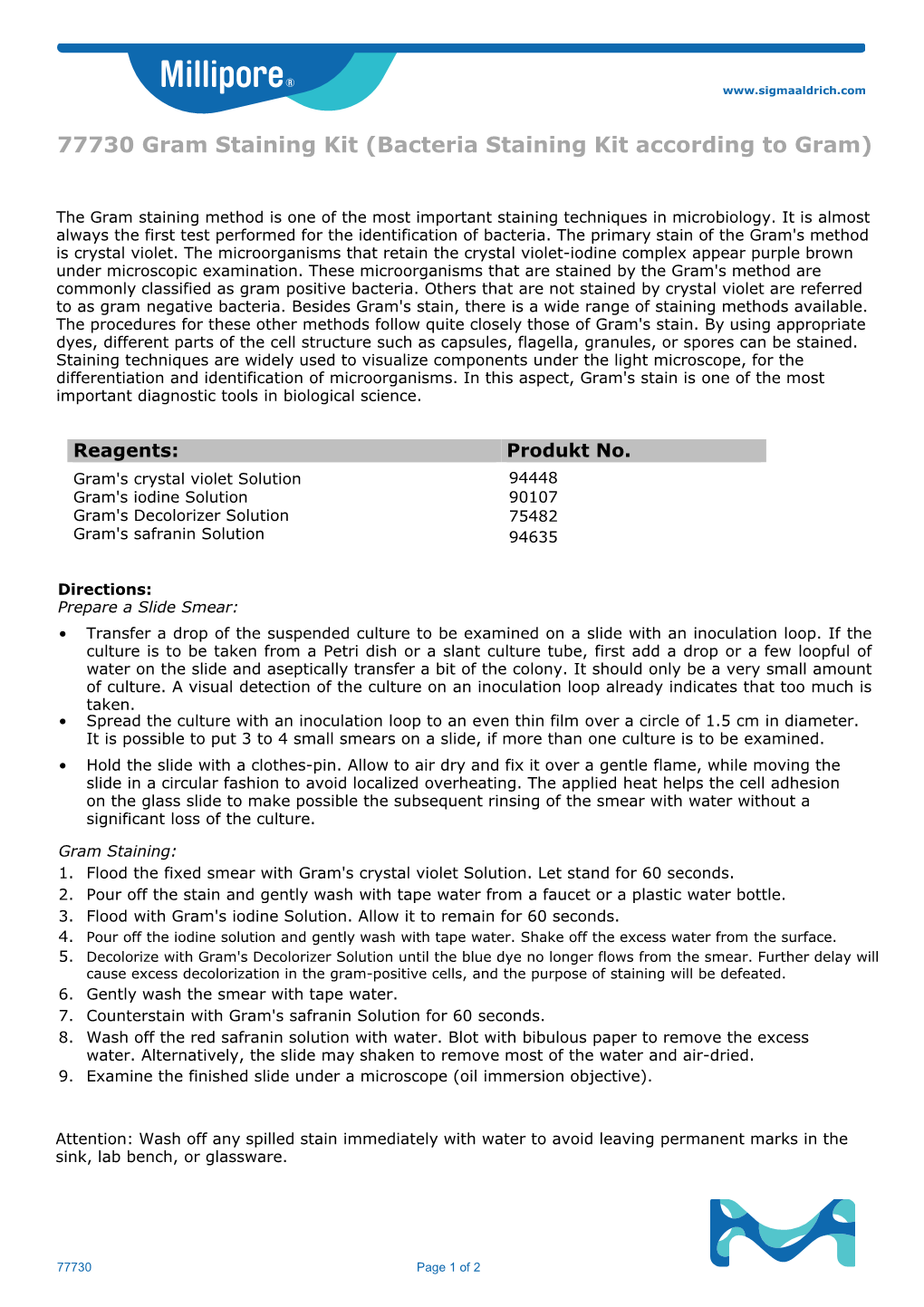 Bacteria Staining Kit According to Gram)