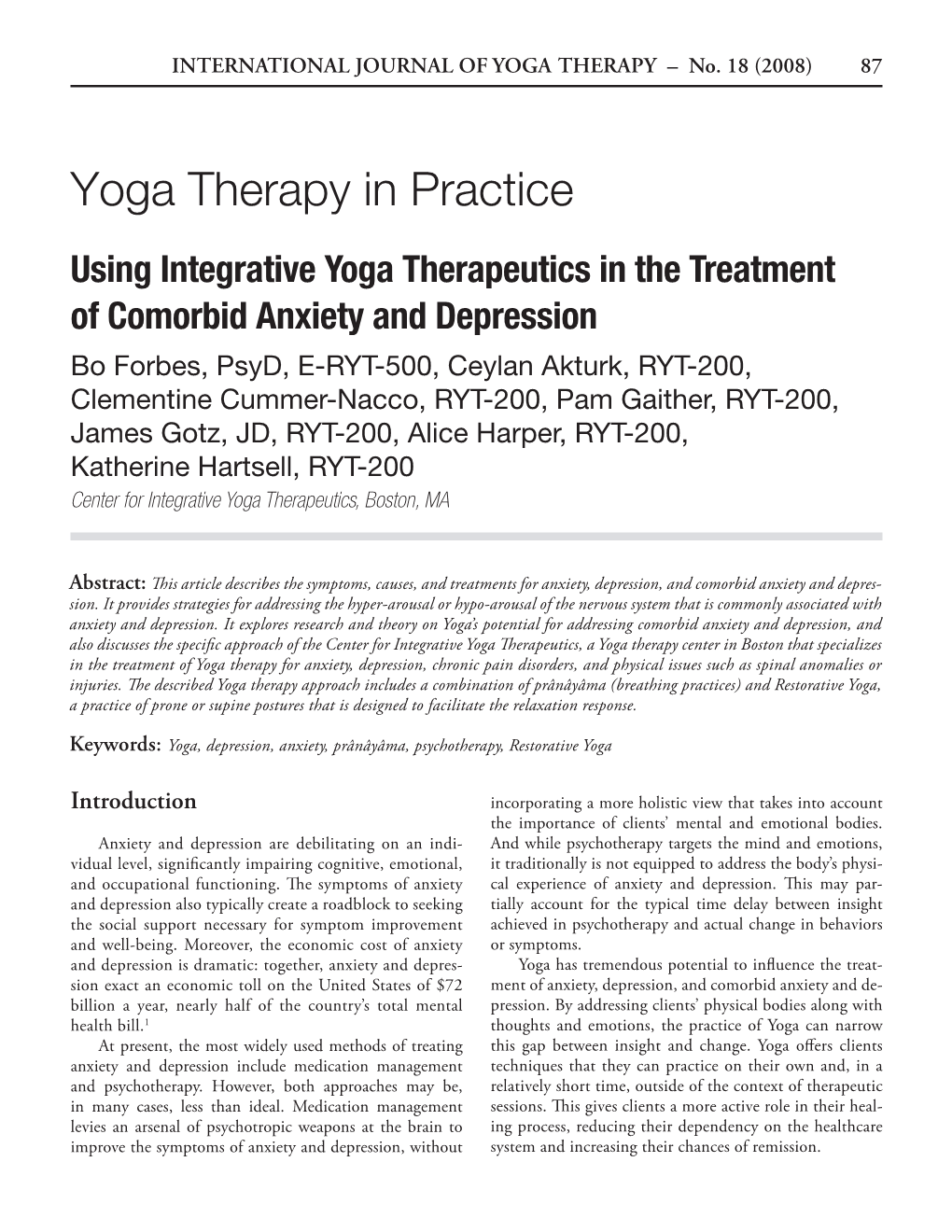 Yoga Therapy in Practice