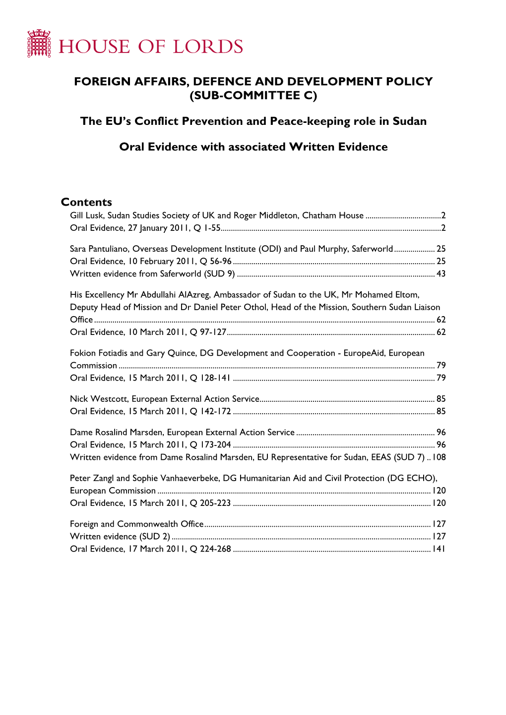 (SUB-COMMITTEE C) the EU's Conflict Prevention and Peace