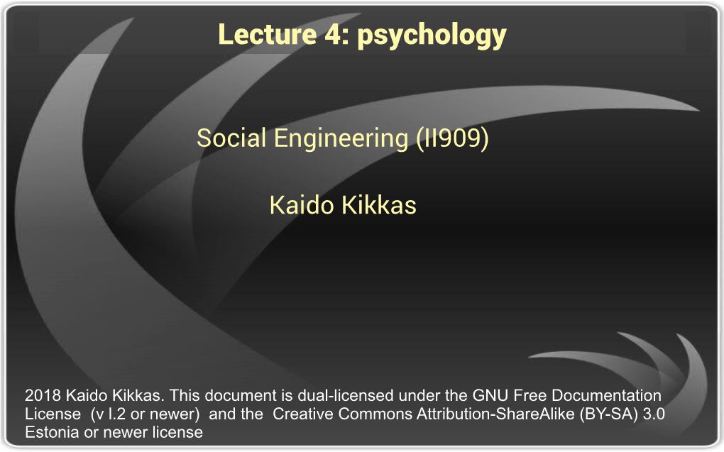 Lecture 4: Psychology