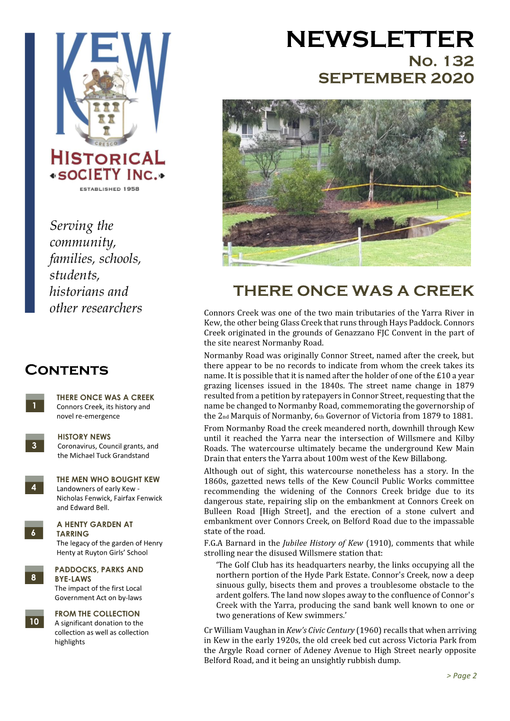 KHS September 2020 Newsletter