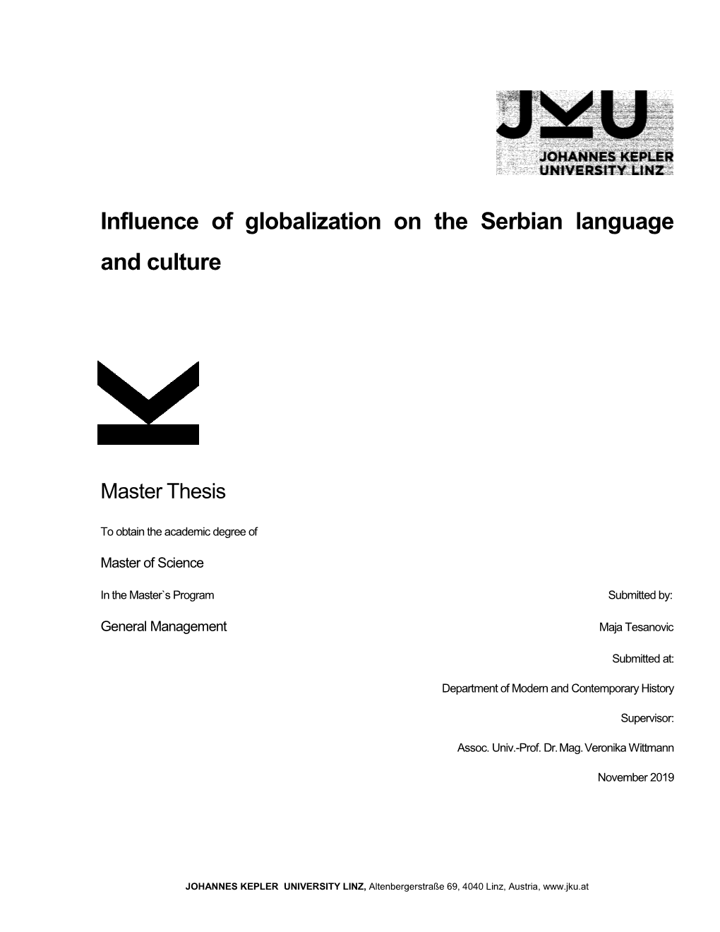 Influence of Globalization on the Serbian Language and Culture