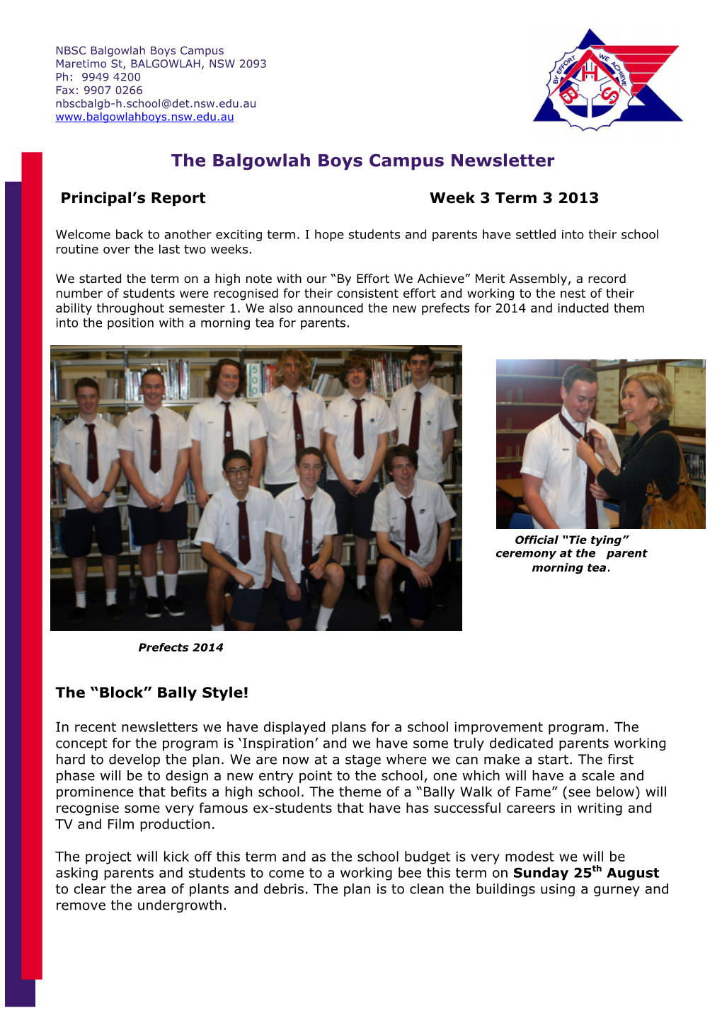 The Balgowlah Boys Campus Newsletter