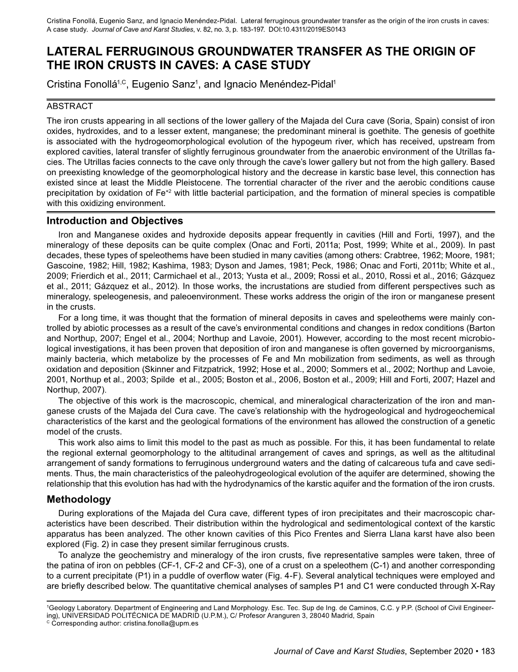 Lateral Ferruginous Groundwater Transfer As the Origin of the Iron Crusts in Caves: a Case Study