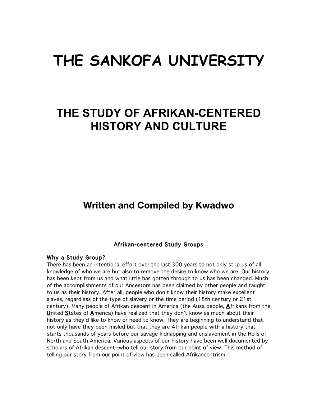 The Sankofa University Booklist