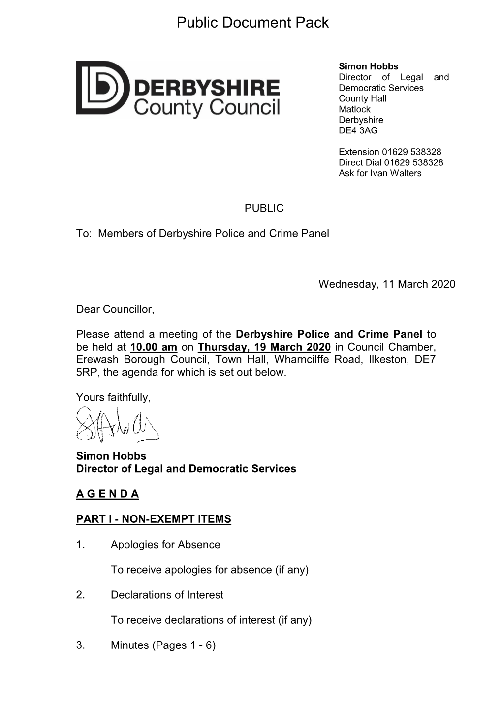 (Public Pack)Agenda Document for Derbyshire Police and Crime Panel