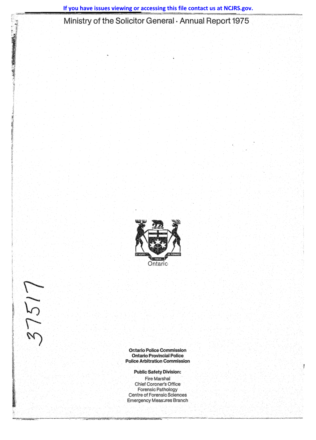 Ministry of the Solicitor General · Annual Report 1975