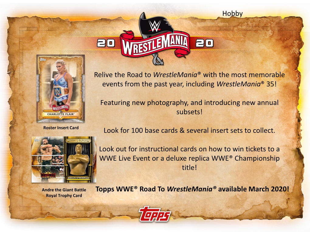 2020 Topps Road to Wrestlemania Sell Sheet