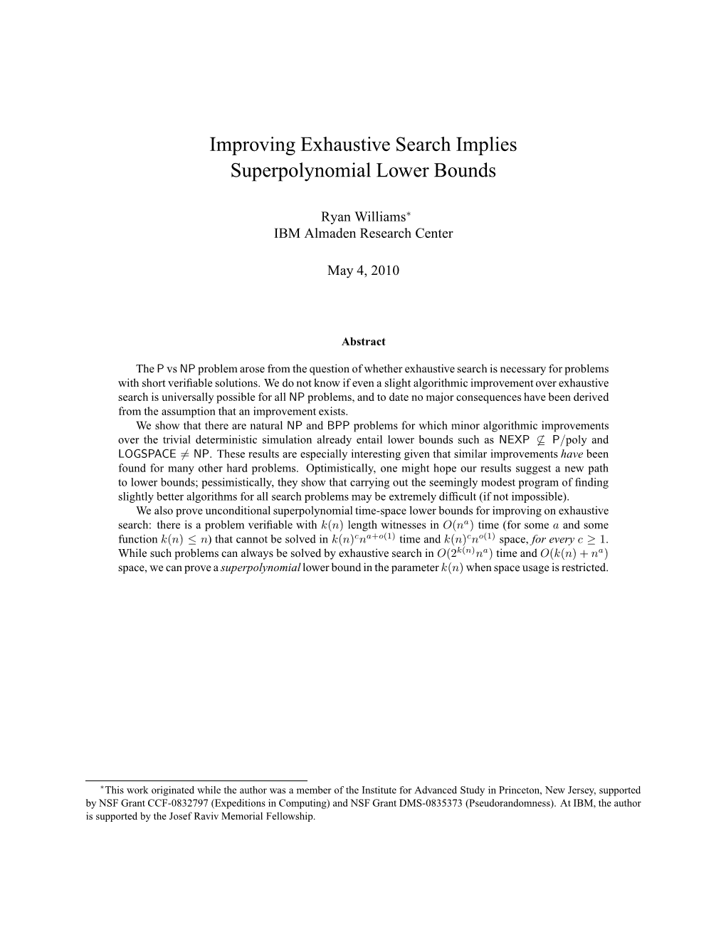 Improving Exhaustive Search Implies Superpolynomial Lower Bounds
