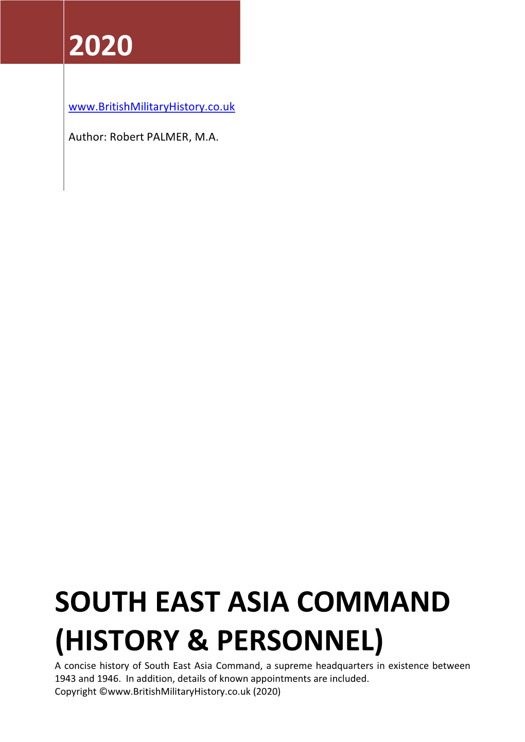 South East Asia Command H & P