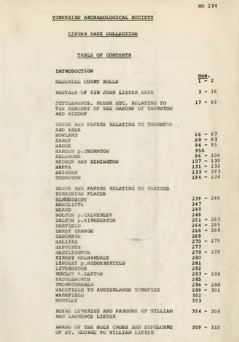 Md 234 Yorkshire Archaeological Socie1y