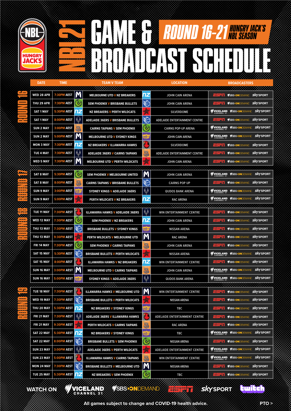 Game & Broadcast Schedule