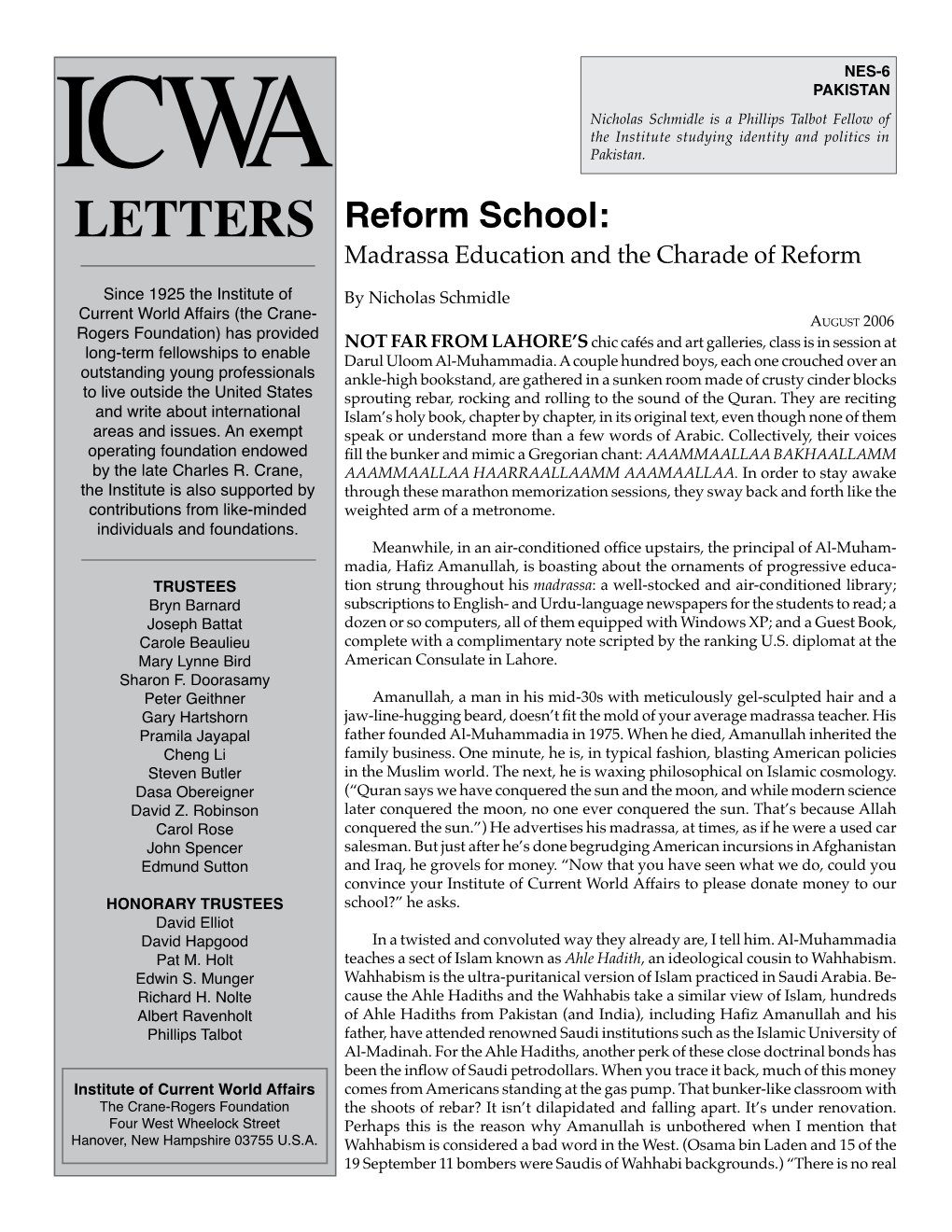 Reform School: Madrassa Education and the Charade of Reform