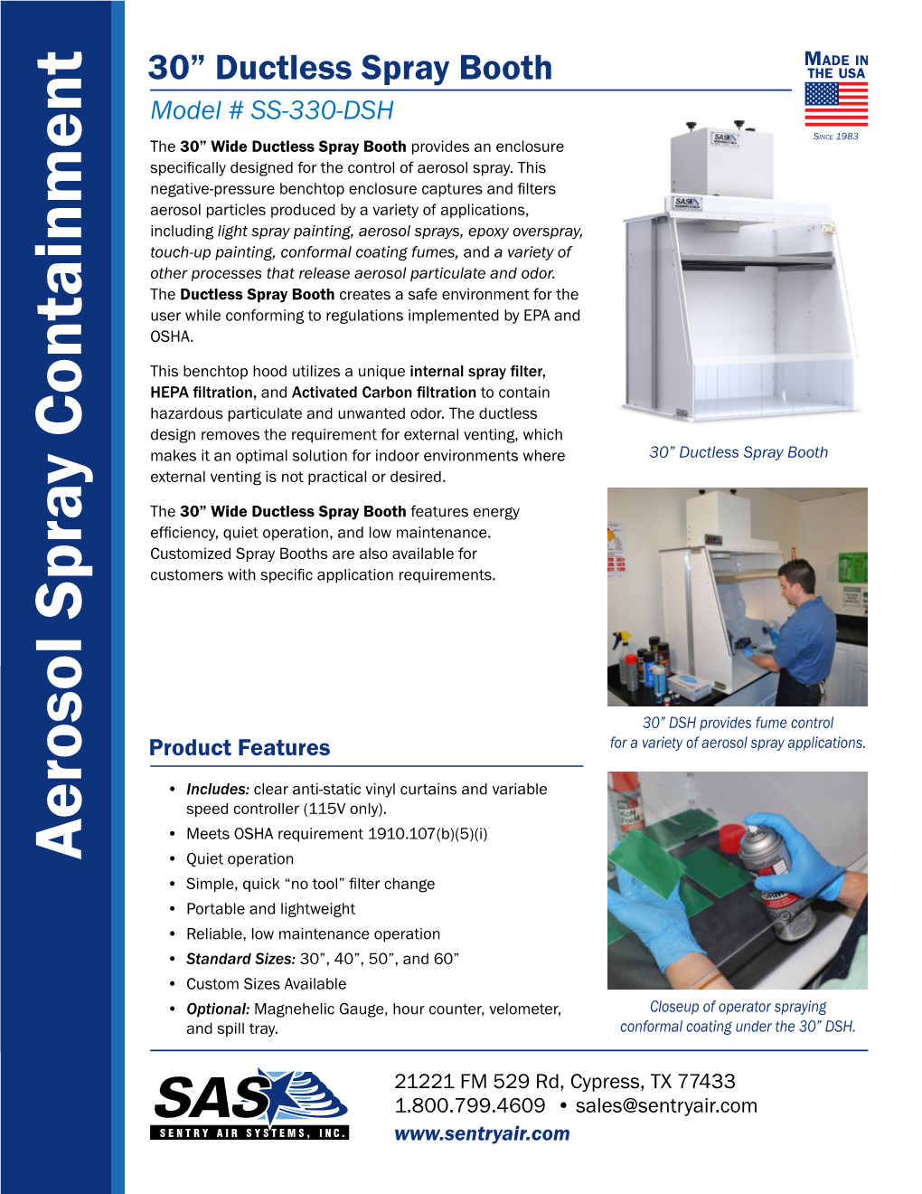 PDF Brochure: 30″ Wide Ductless Spray Booth