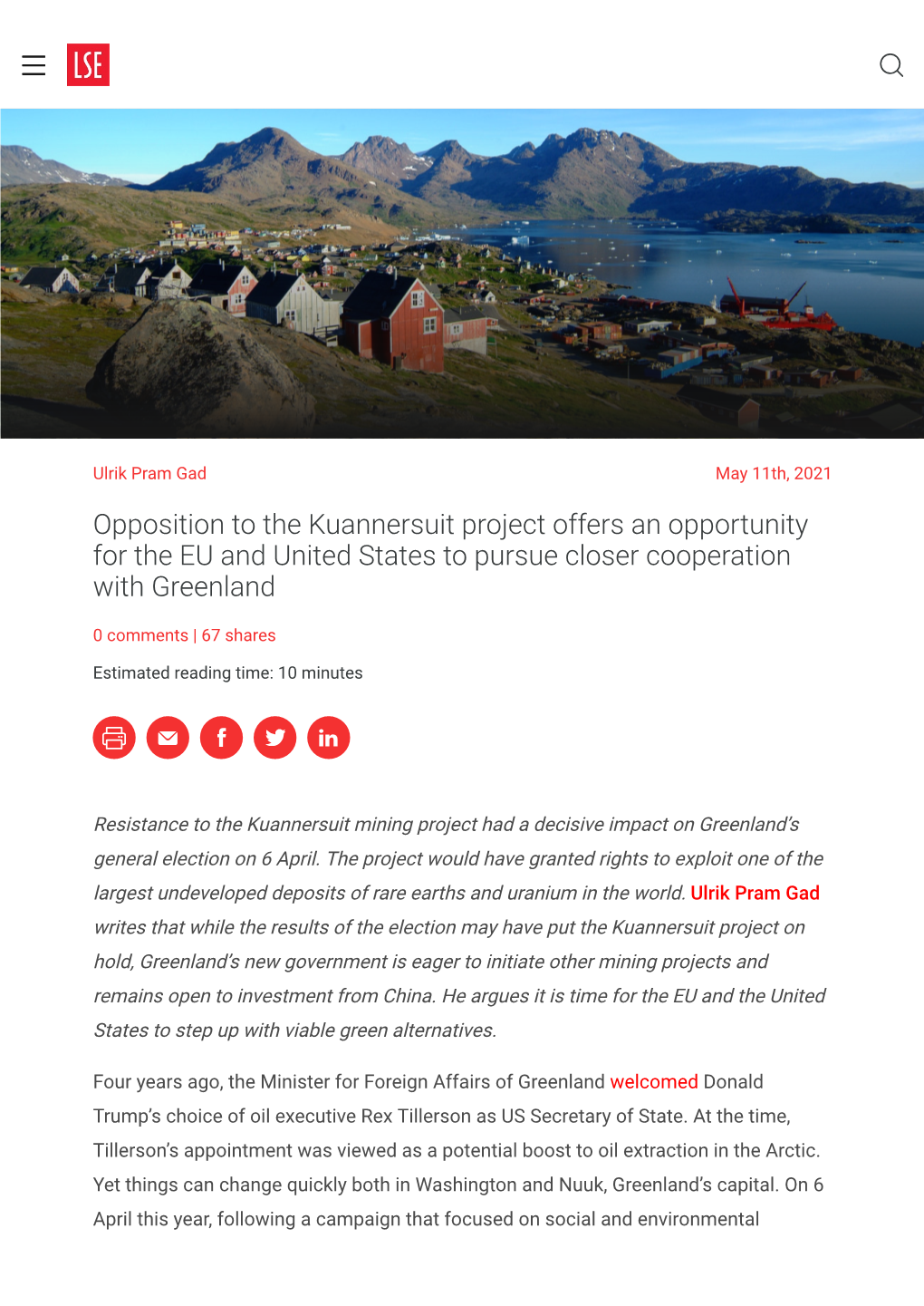 Opposition to the Kuannersuit Project Offers an Opportunity for the EU and United States to Pursue Closer Cooperation with Greenland