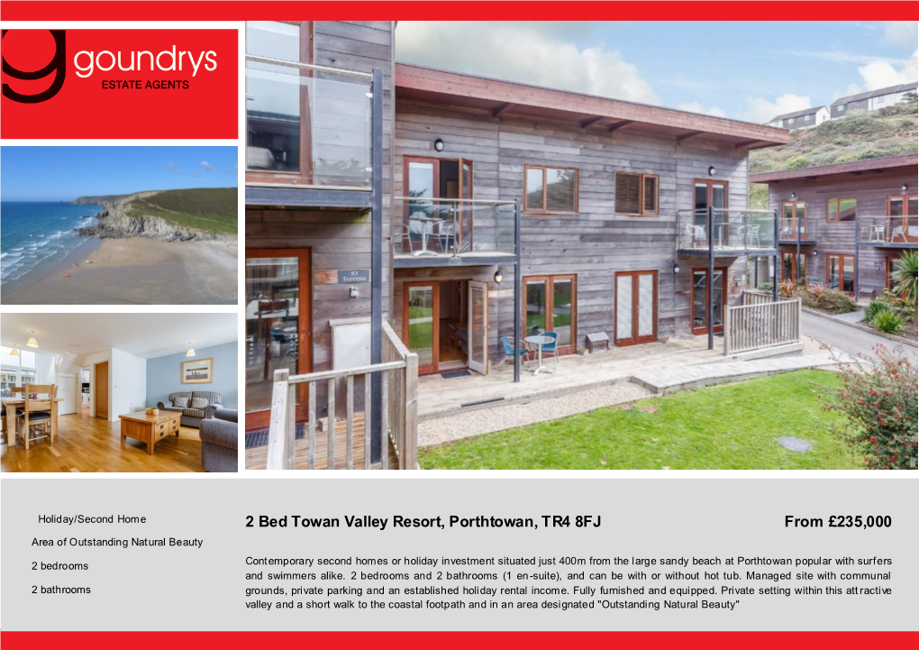 2 Bed Towan Valley Resort, Porthtowan, TR4 8FJ from £235,000