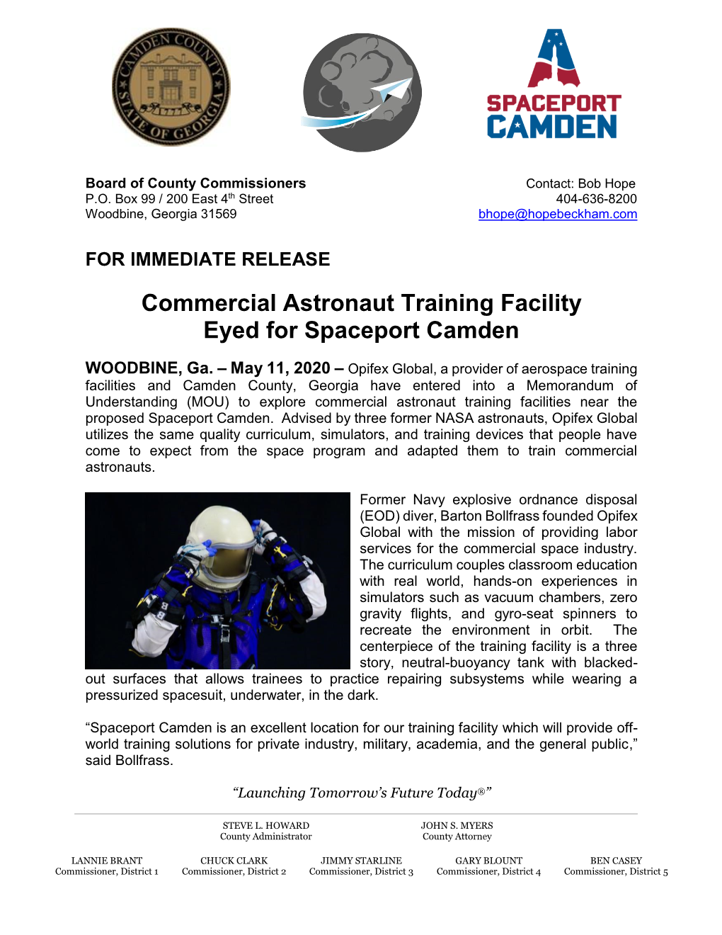 Commercial Astronaut Training Facility Eyed for Spaceport Camden