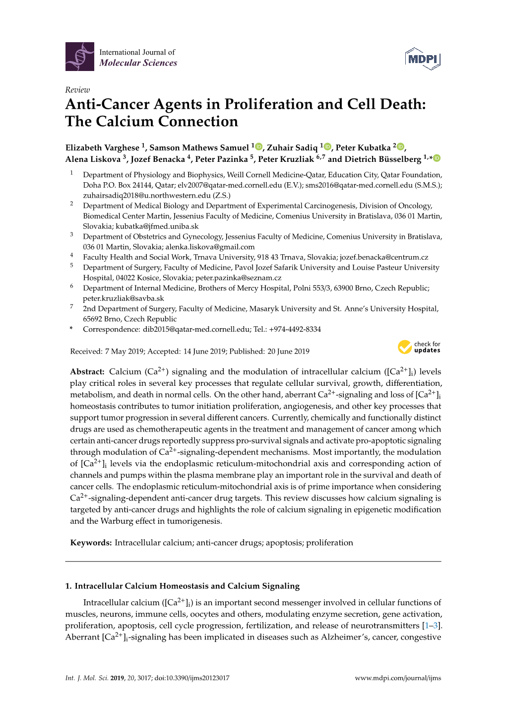 Anti-Cancer Agents in Proliferation and Cell Death: the Calcium Connection