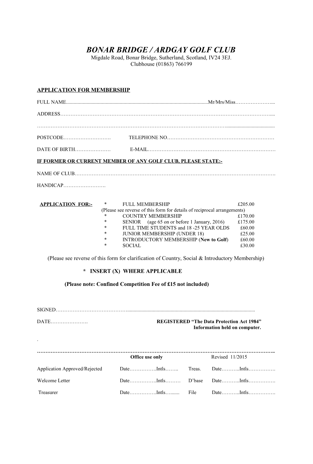 Membership Form BBAGC