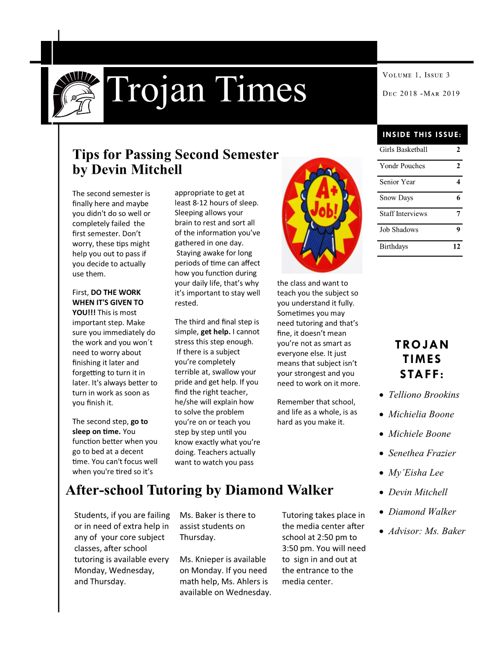 Trojan Times Dec 2018 -Mar 2019