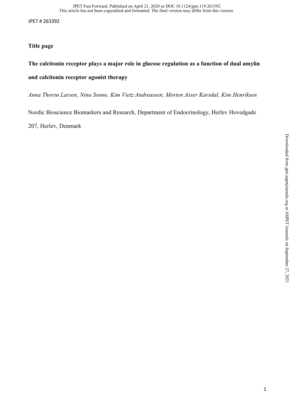 The Calcitonin Receptor Plays a Major Role in Glucose Regulation As a Function of Dual Amylin and Calcitonin Receptor Agonist Therapy