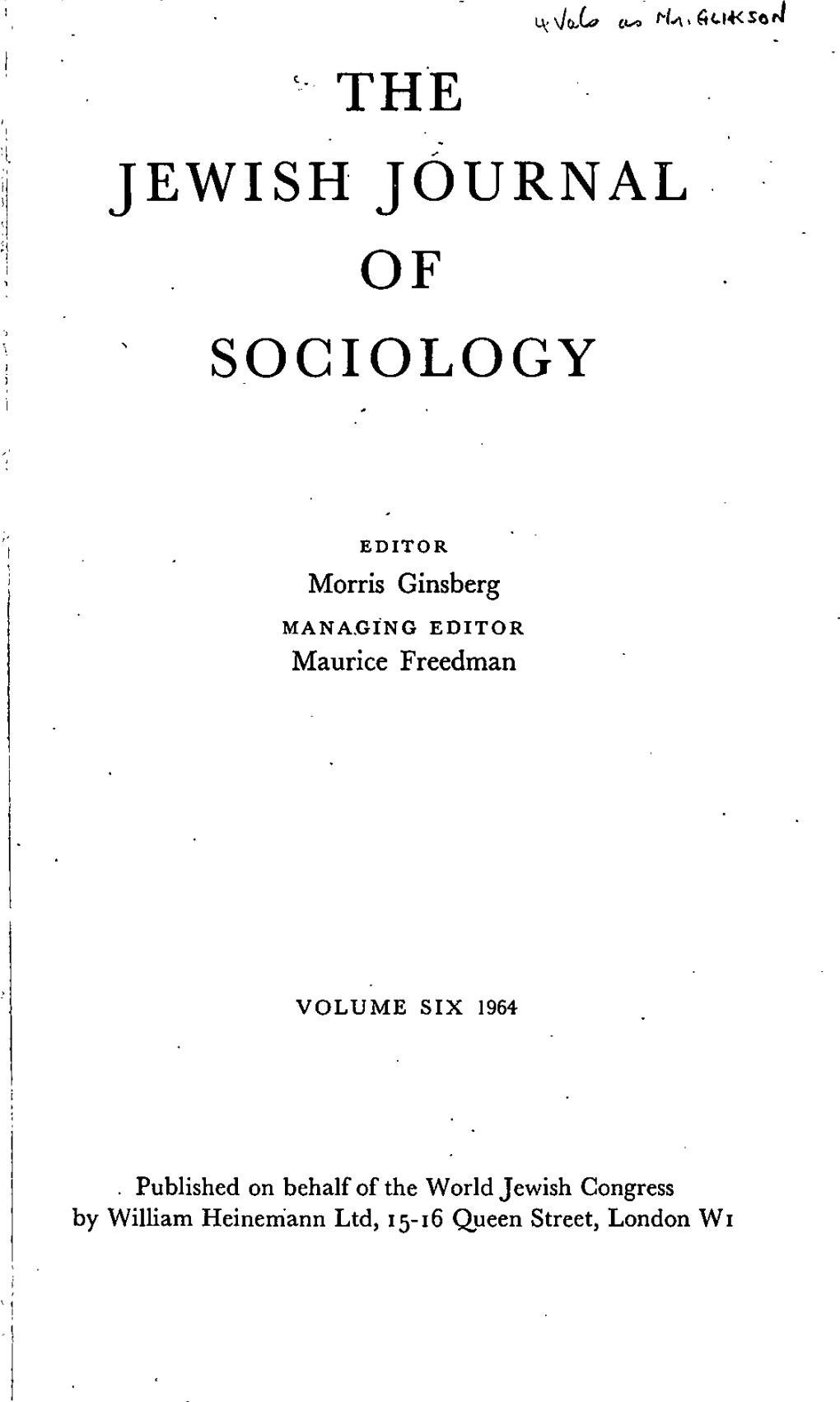 The Jewish Journal Sociology