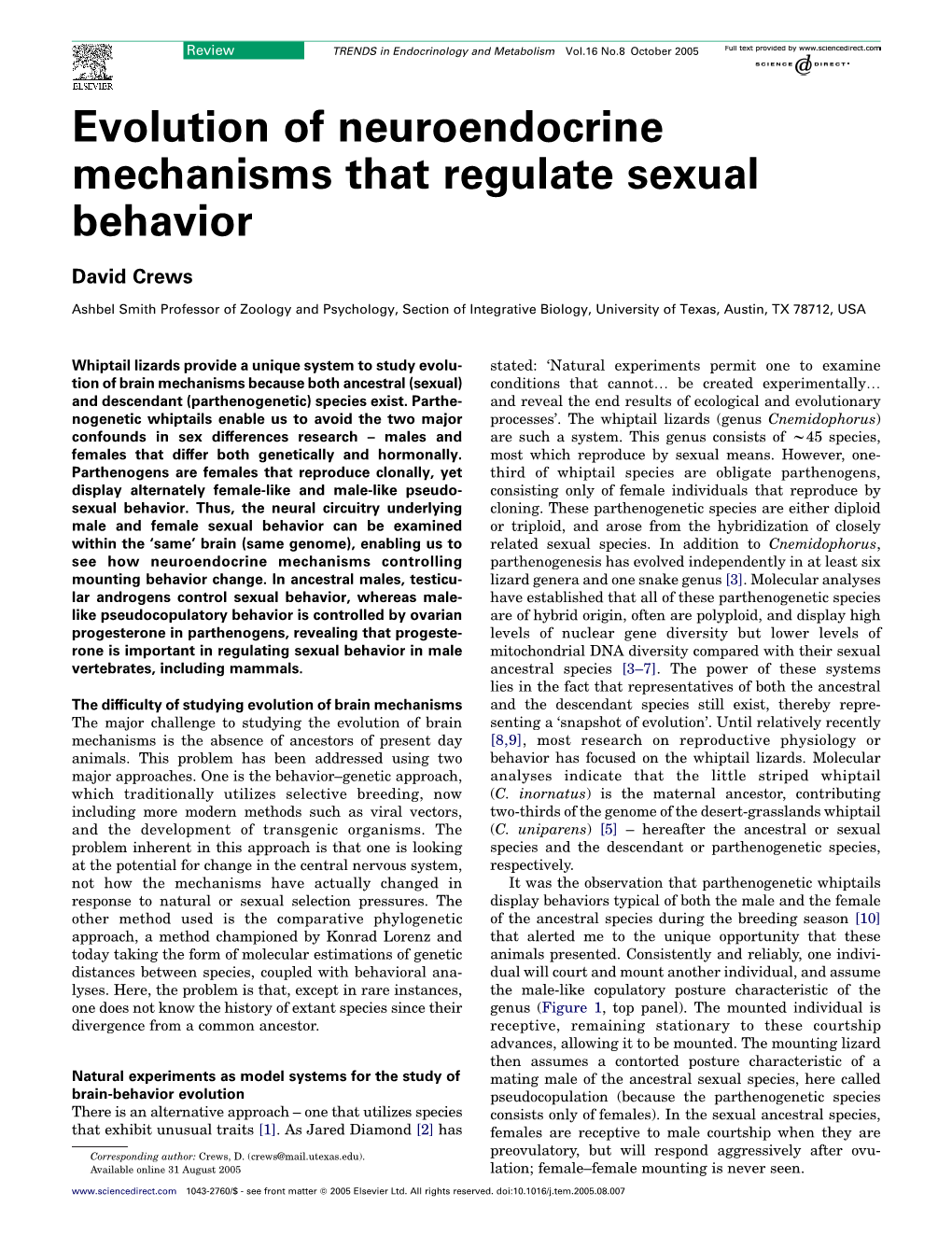 Evolution of Neuroendocrine Mechanisms That Regulate Sexual Behavior