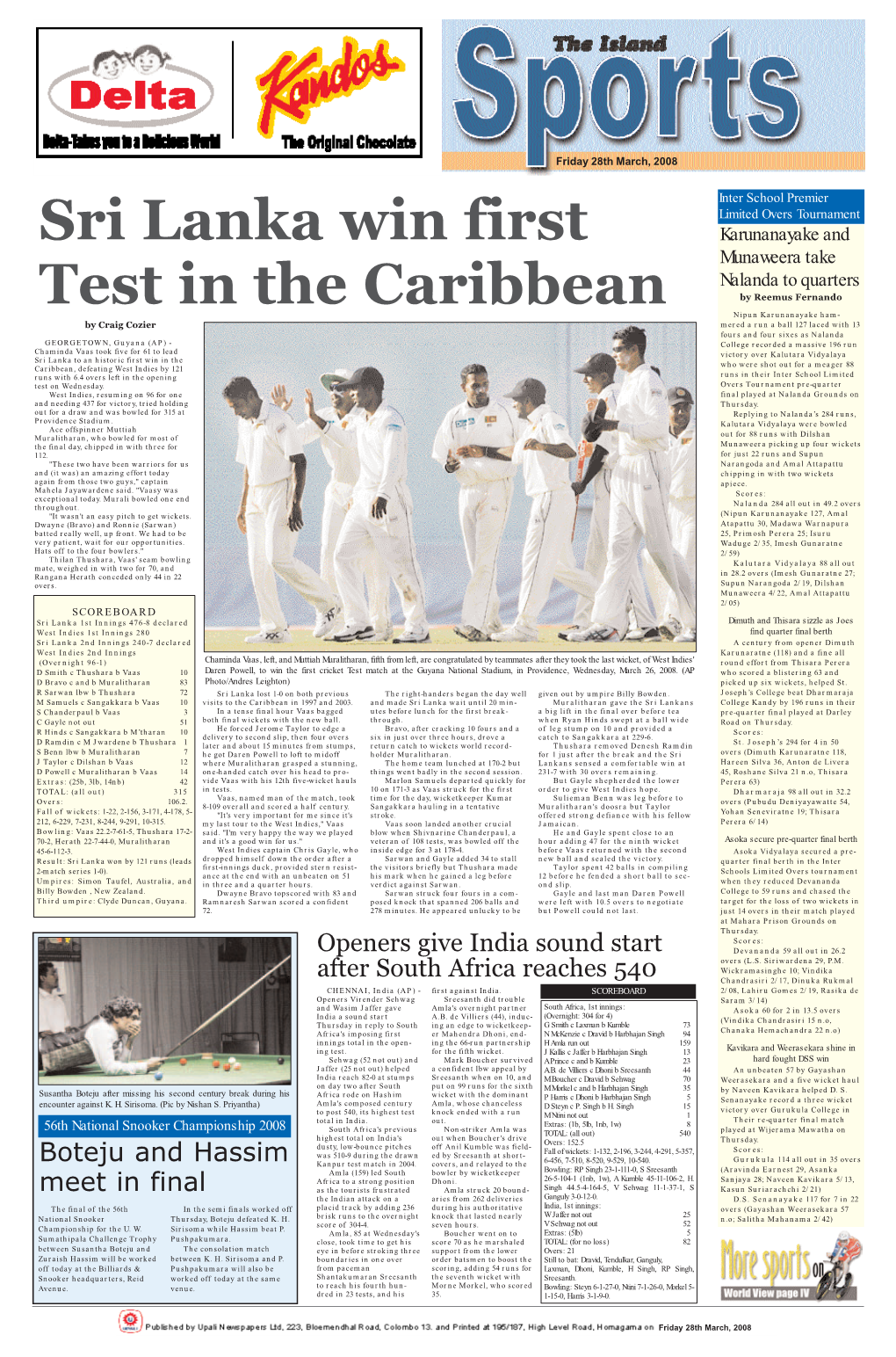 Sri Lanka Win First Test in the Caribbean