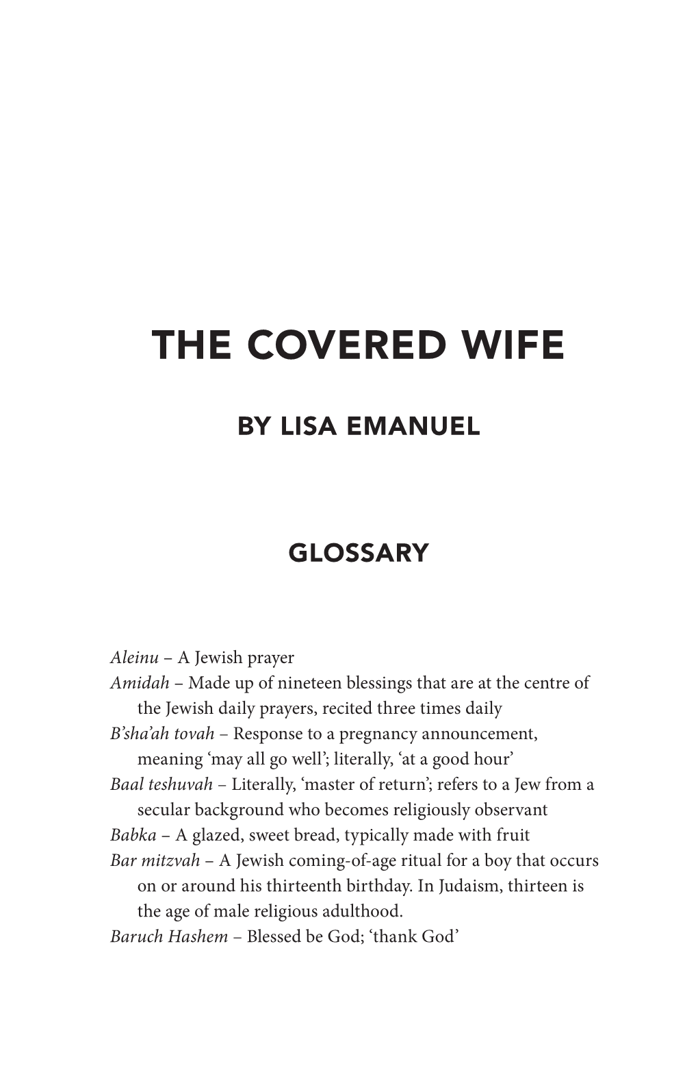 The-Covered-Wife Glossary