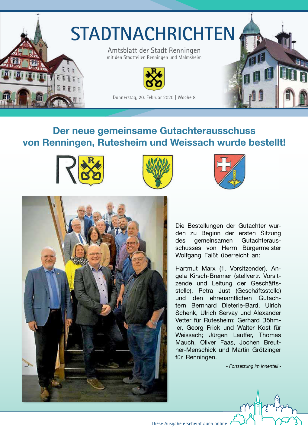 Stadtnachrichten Amtsblatt Der Stadt Renningen Mit Den Stadtteilen Renningen Und Malmsheim