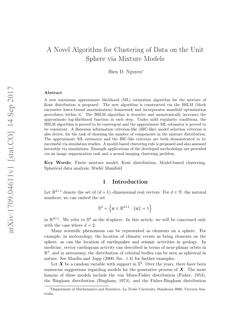 A Novel Algorithm for Clustering of Data on the Unit Sphere Via Mixture Models