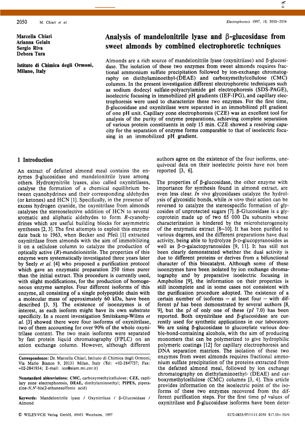 Analysis of Mandelonitrile Lyase and [Beta]-Glucosidase From