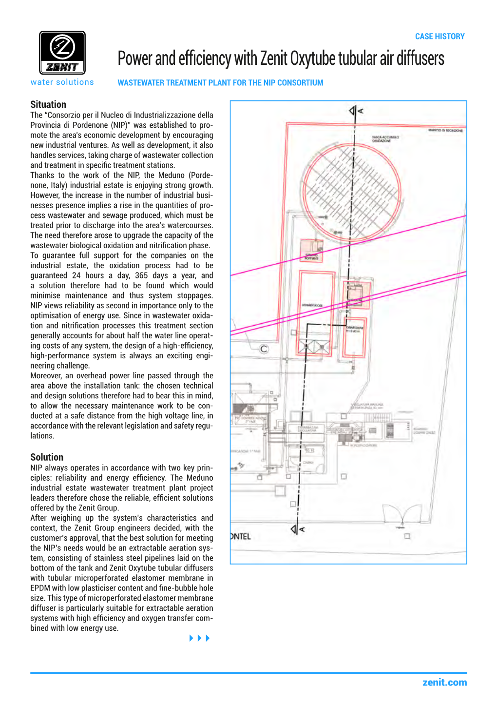 Power and Efficiency with Zenit Oxytube Tubular Air Diffusers Water Solutions WASTEWATER TREATMENT PLANT for the NIP CONSORTIUM