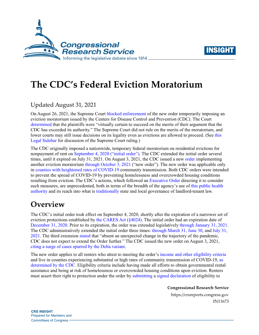 The CDC's Federal Eviction Moratorium