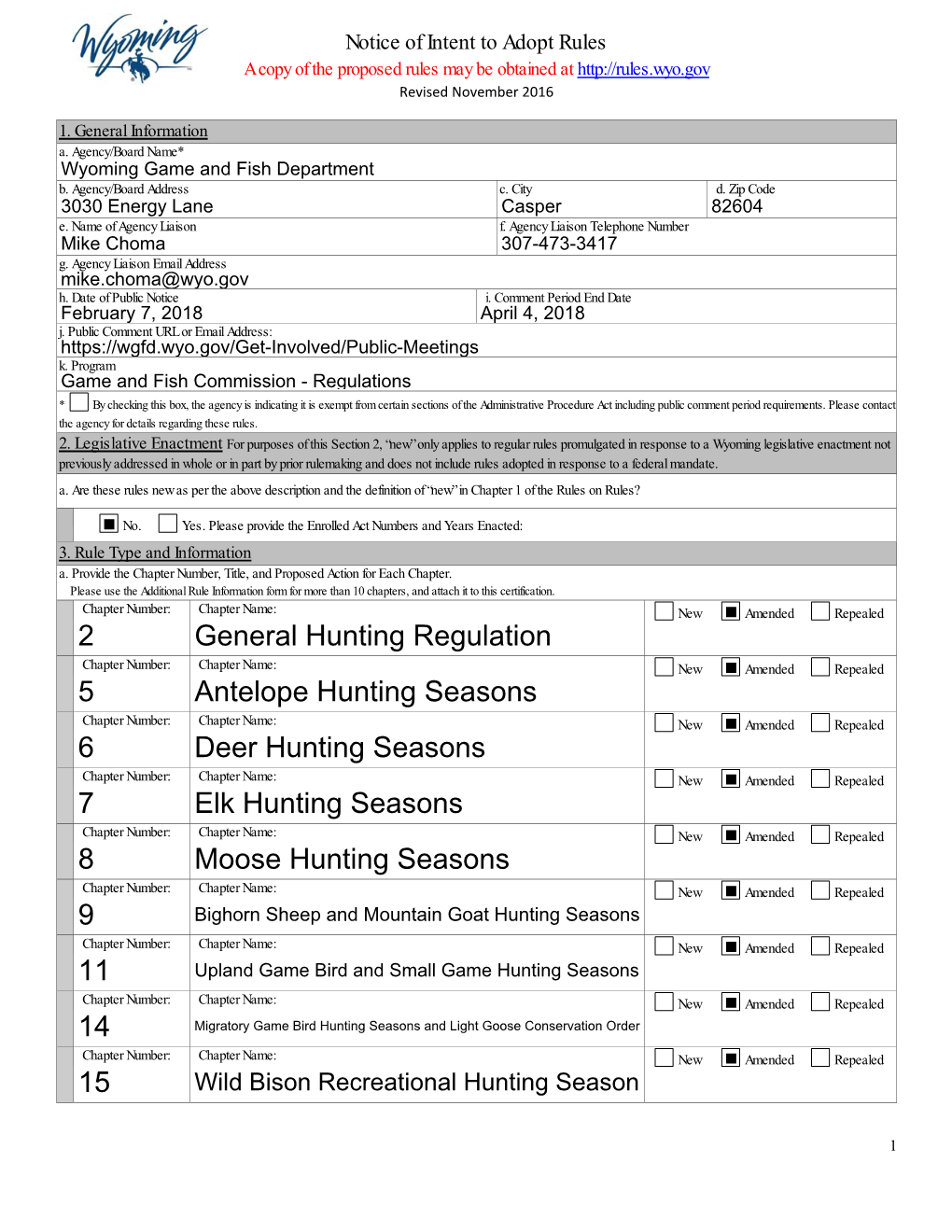 2 General Hunting Regulation 5 Antelope Hunting Seasons 6 Deer