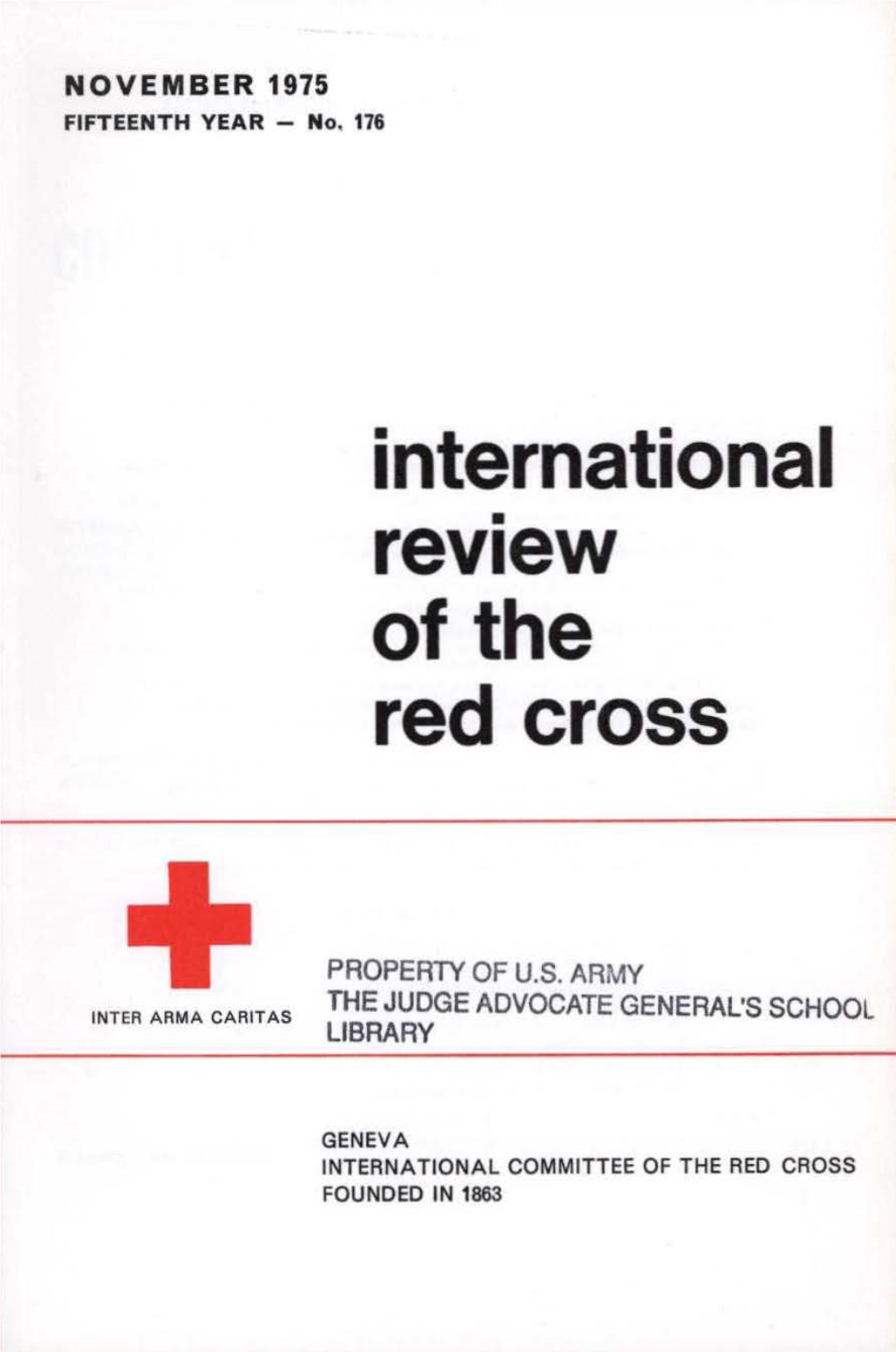 International Review of the Red Cross, November 1975, Fifteenth Year