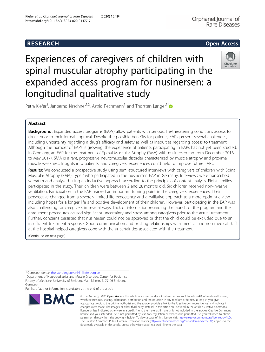 Experiences of Caregivers of Children with Spinal Muscular Atrophy