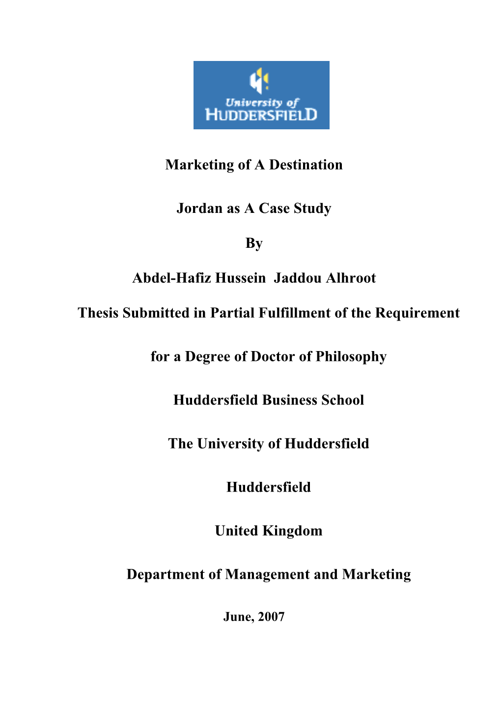 Marketing of a Destination Jordan As a Case Study.Pdf