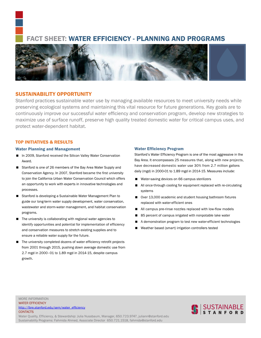 Fact Sheet: Water Efficiency - Planning and Programs