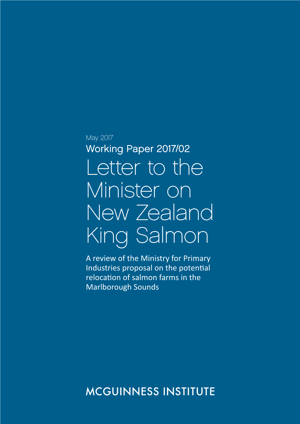 Letter to the Minister on New Zealand King Salmon