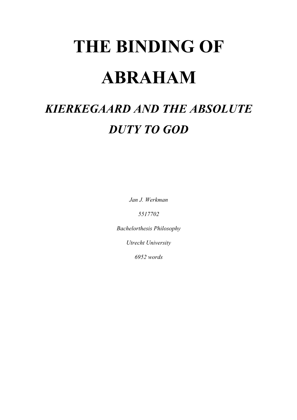 The Binding of Abraham Kierkegaard And