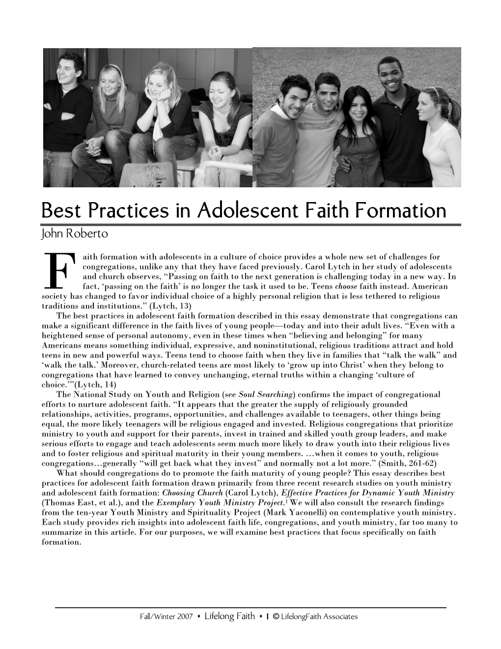 Best Practices in Youth Ministry & Adolescent Faith Formation